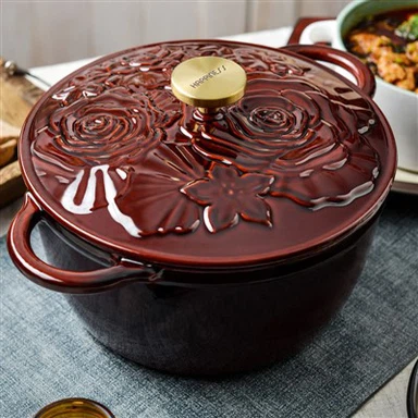 وعاء من حديد الزهر المينا مع غطاء